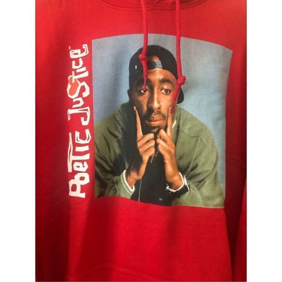 Tupac Poetic Justice Hoodie Pullover Sweater Red Men's Size XL - Picture 2 of 3